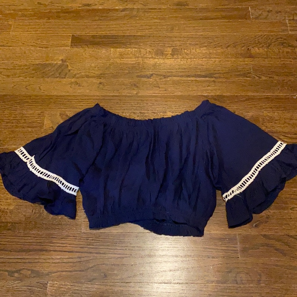 Blue love culture crop top
